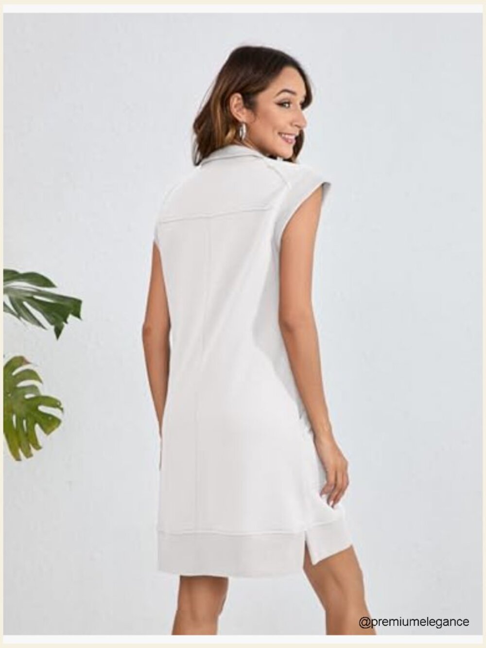 Half Zip Sweatshirt Mini Dress Sleeveless Pullover Tunic Casual Summer - Picture 3 of 7